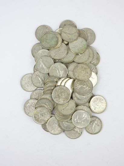 FRANCE. 72 monnaies de 5 francs Semeuse argent....