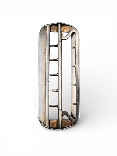 Silver and silver-gilt BELT BUCKLE with chased...