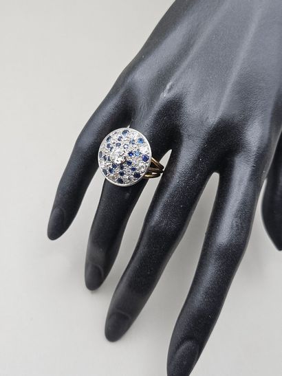 Bague cible en or jaune 750 millièmes et...