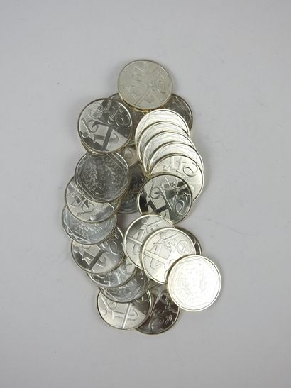 FRANCE. 25 silver 5-euro coins 