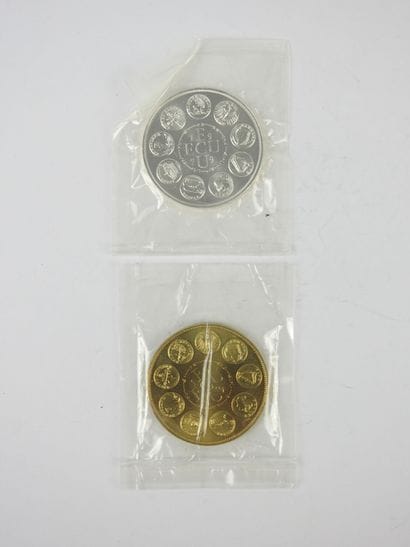 ECU in silver 1979 925/1000, diam: 41 mm,...