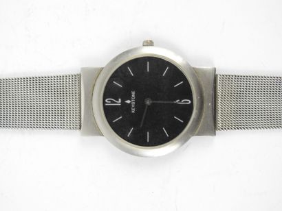 KEYSTONE. Steel bracelet watch, black dial...