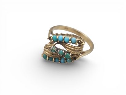 BAGUE florale mouvementée en or jaune 750...