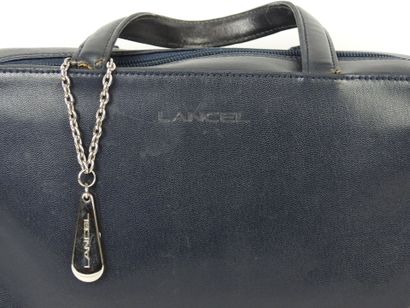 LANCEL - Paris. Navy leather handbag, 24...