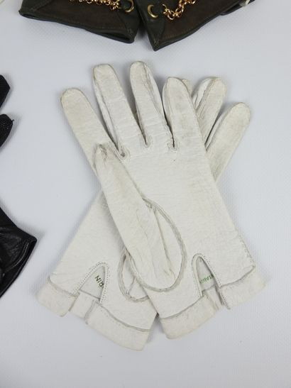 Pair of white peccary gloves. Size 6.5. Worn...