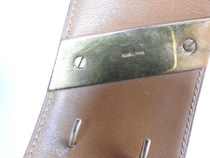 HERMES - Paris. Large black and brown leather...