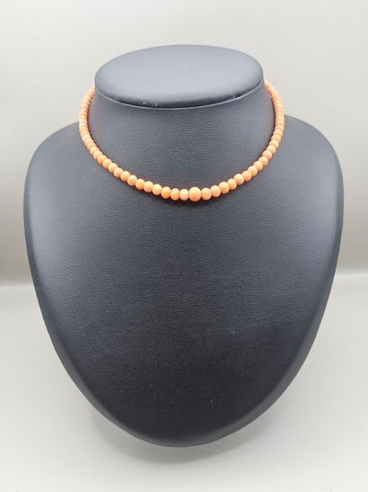 COLLIER ras de cou en billes de corail en...