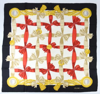 CELINE - Paris. Silk square with knot decoration....