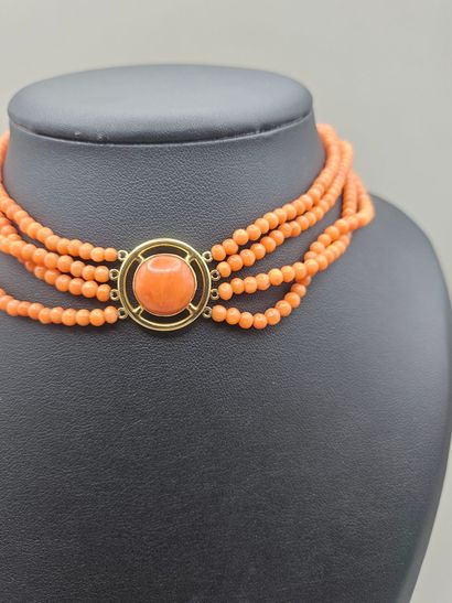 Collier ras de cou à 4 rangs de perles de...