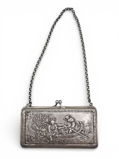 Rectangular silver MINAUDIÈRE, 800 thousandths,...