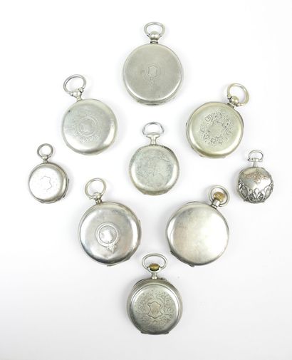LOT of silver case pocket and collar watches....