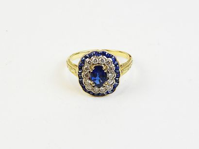 BAGUE or jaune et or blanc 750/1000° avec...