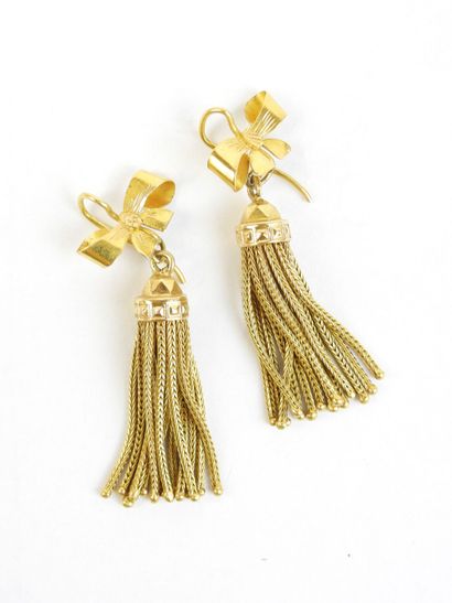 Paire de BOUCLES D'OREILLES en or jaune 750/1000°...