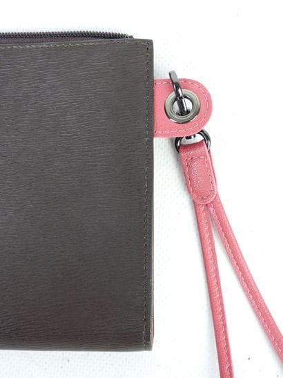 LONGCHAMP - Paris. Brown and pink leather...