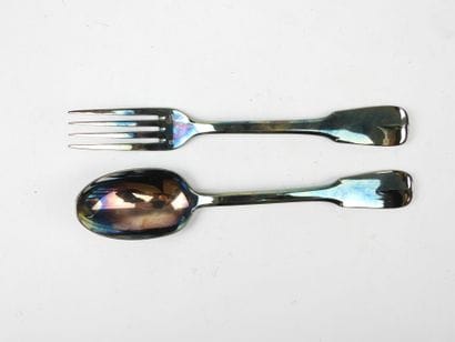 Two silver-plated BAPTISM COVERS. In box...