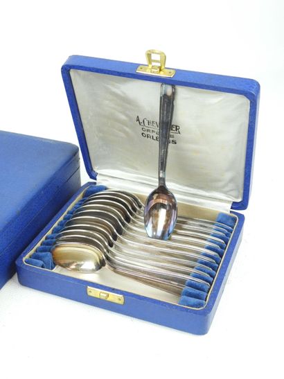 MENAGERE en métal argenté de style moderniste...