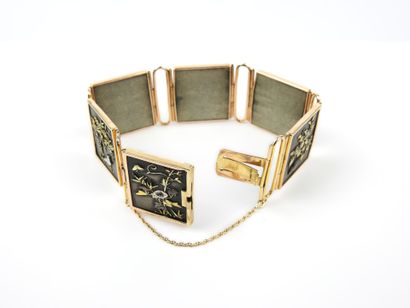 BRACELET articulé avec monture or jaune 750/1000°...