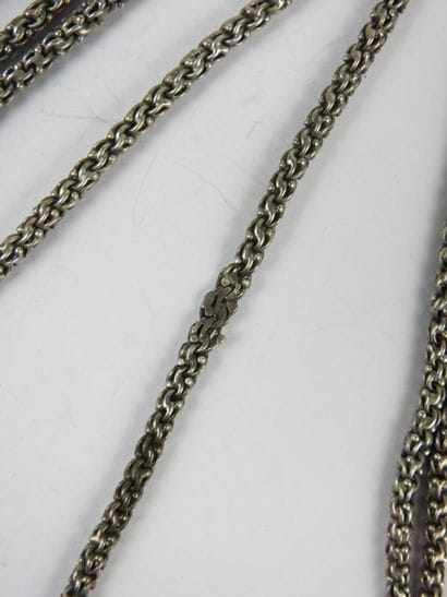 COLLIER SAUTOIR à double rang en argent 925/1000°...
