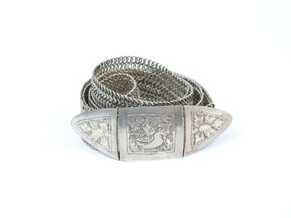 LOT of SEVEN silver BELTS. Vietnam. Total...