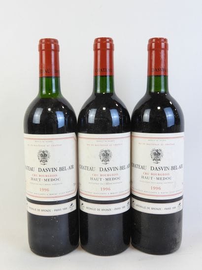 3 bouteilles CHATEAU DASVIN-BEL-AIR, Haut-Médoc,...