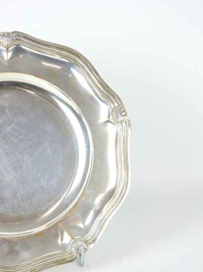 925/1000° silver serving plate with shell...