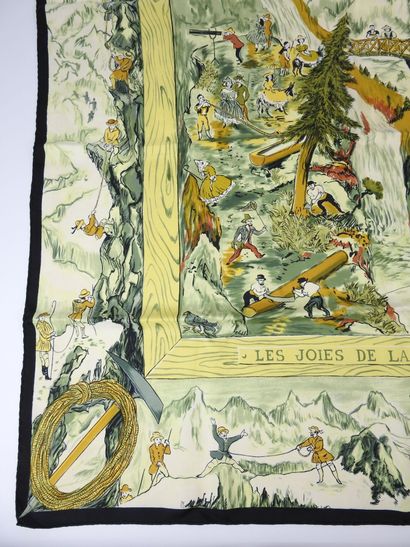 HERMES - Paris. Carré de soie modèle Les...