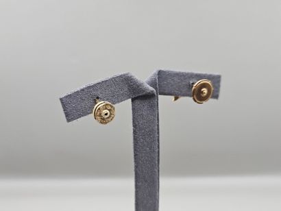 Paire de clous d'oreille feuillagés en or...