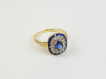 BAGUE or jaune et or blanc 750/1000° avec...