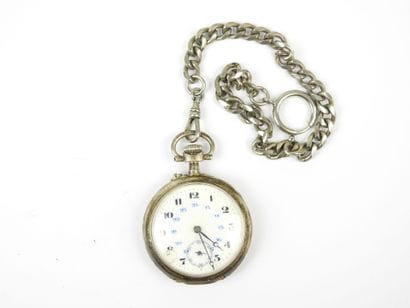 TWO silver case gousset watches and one chatelaine....
