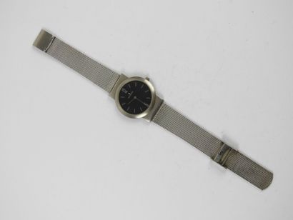 KEYSTONE. Steel bracelet watch, black dial...
