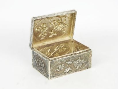 Silver COFFRET with chased and repoussé decoration...