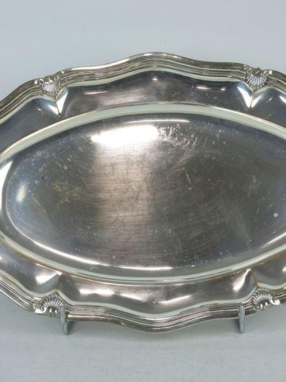 925/1000° silver serving plate, oblong shape...