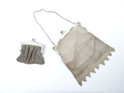 Reunion of TWO silver-plated mesh BOURSES....