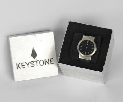 KEYSTONE. Steel bracelet watch, black dial...