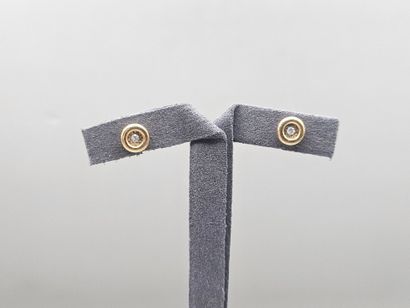 Paire de clous d'oreille en or jaune et gris...