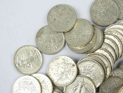FRANCE. Lot de 5 francs Semeuse argent. Poids...