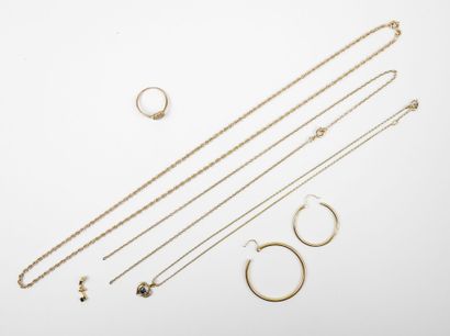 COSTUME JEWELRY. Set includes ring, chains,...