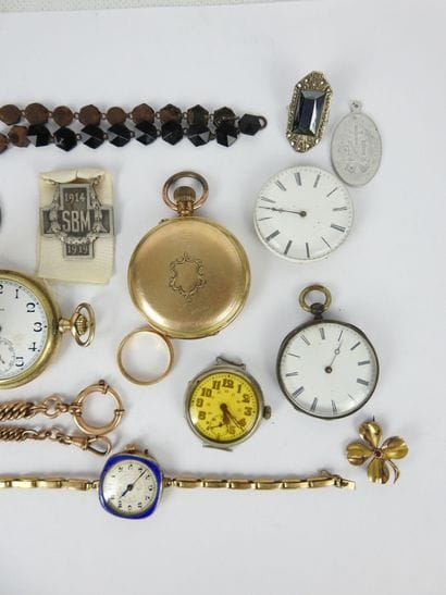 OMEGA. Gilt metal pocket watch, white enamel...
