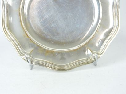 925/1000° silver serving plate with shell...