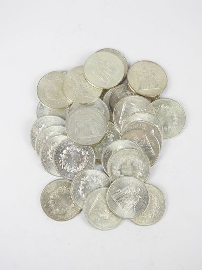 FRANCE. 31 monnaies 50 francs Hercule argent....