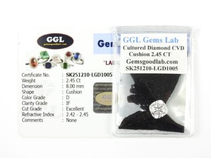 CVD Cushion diamond 2.45 cts certificate...