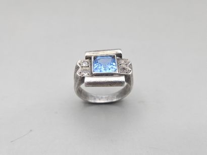 BAGUE géométrique en argent 925 millièmes...