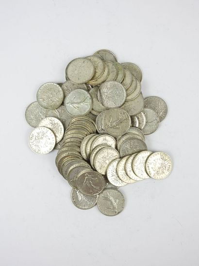 FRANCE. 72 monnaies de 5 francs Semeuse argent....