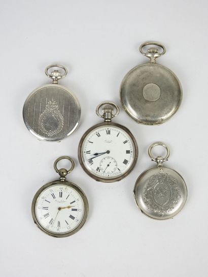Cinq MONTRES de gousset en argent 925/1000°...