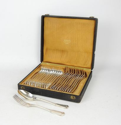 Twelve LARGE silver-plated COUVERTS of the...