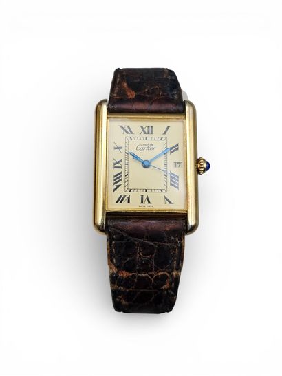 CARTIER.
Montre bracelet d'homme en argent...