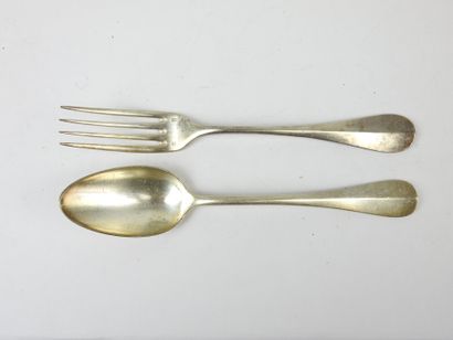 Twenty-four LARGE silver-plated COUVERTS...