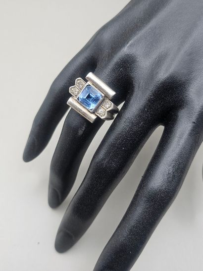 BAGUE géométrique en argent 925 millièmes...