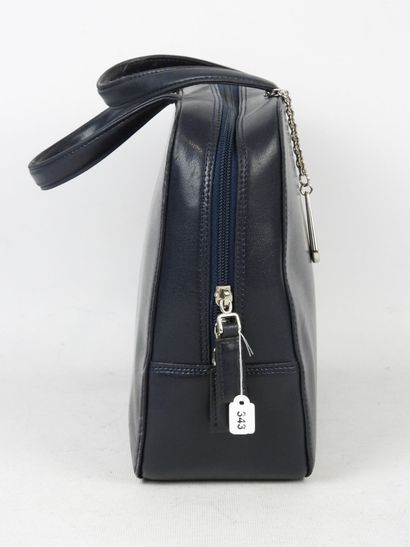 LANCEL - Paris. Navy leather handbag, 24...