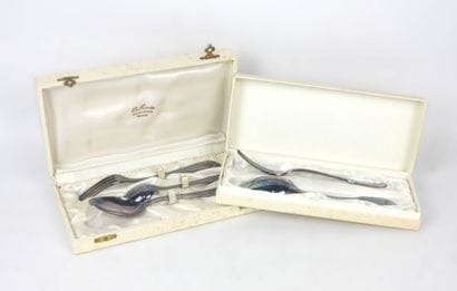 Two silver-plated BAPTISM COVERS. In box...